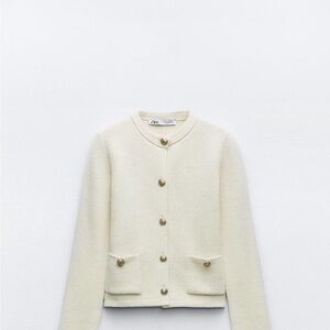 Zara Cream Textured Women's Blazer